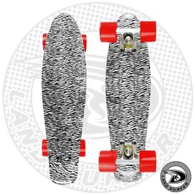 Land Surfer fish skateboard "zebra" met rode wielen
