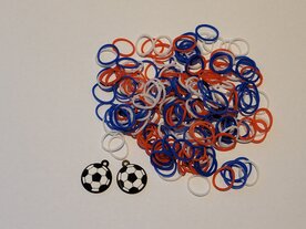 200 ELASTIEKJES RAINBOW / LOOM BANDS  Rood / Wit / Blauw