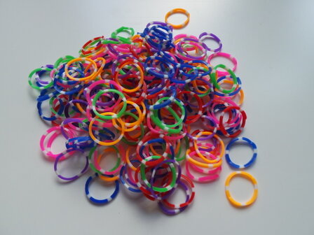 200 ELASTIEKJES RAINBOW Mix kleuren STIPPEL loom bands