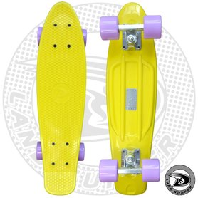 Land Surfer fish skateboard geel met pastel paarse wielen Land Surfer fish skateboard geel met pastel paarse wielen