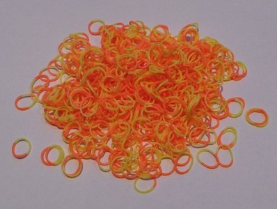 600 duo ELASTIEKJES RAINBOW / LOOM BANDS geel / oranje 