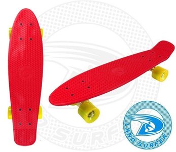 Land Surfer fish skateboard rood met gele wielen