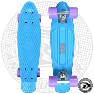 Land Surfer fish skateboard pastel blauw met pastel paarse wielen